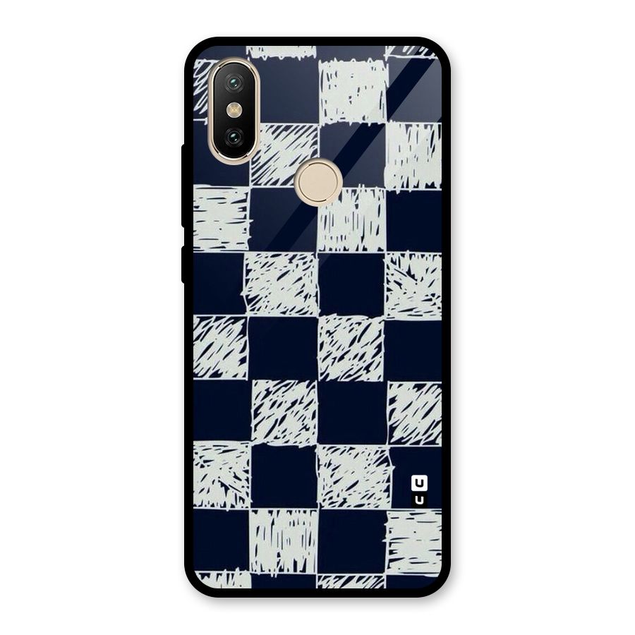 Sketchy Check Design Glass Back Case for Redmi A2