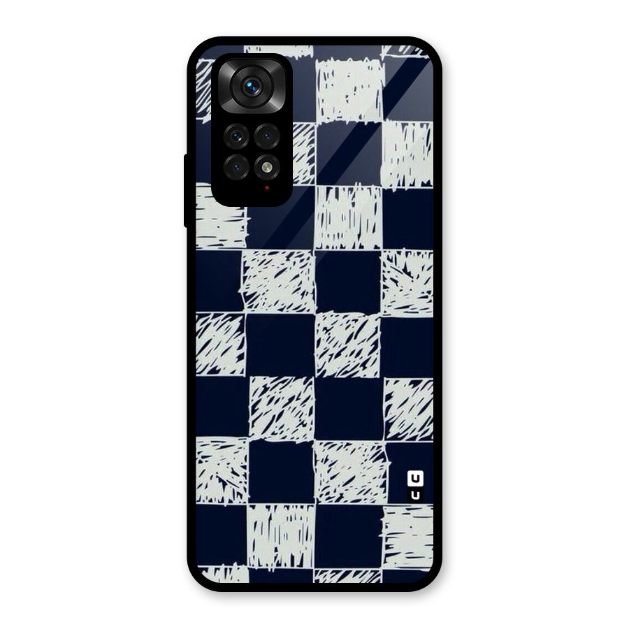 Sketchy Check Design Glass Back Case for Redmi Note 11S