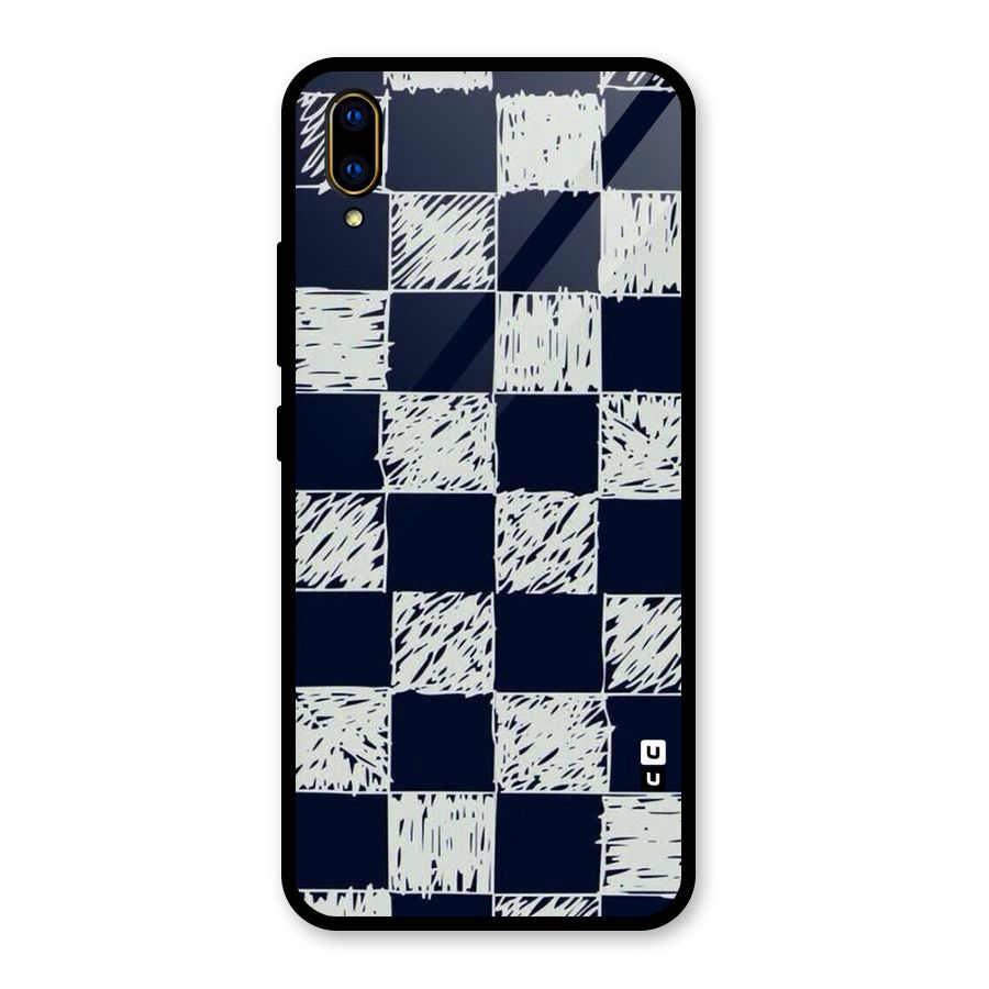 Sketchy Check Design Glass Back Case for Vivo V11 Pro