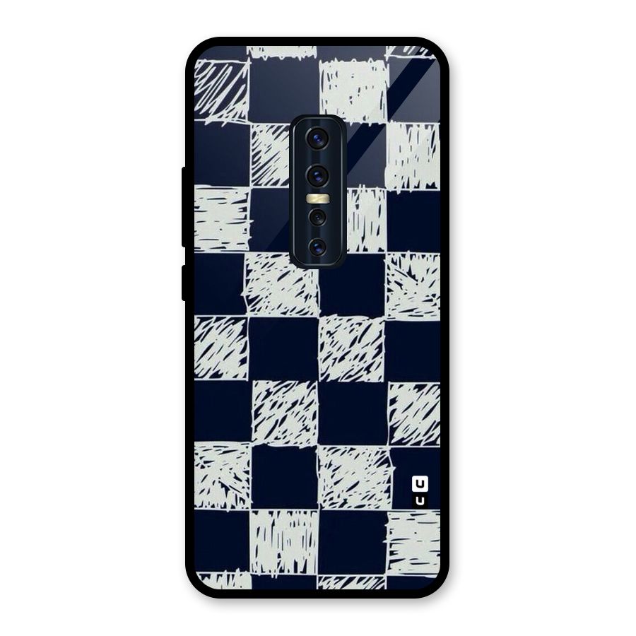 Sketchy Check Design Glass Back Case for Vivo V17 Pro