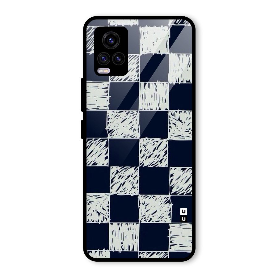 Sketchy Check Design Glass Back Case for Vivo V20 2021