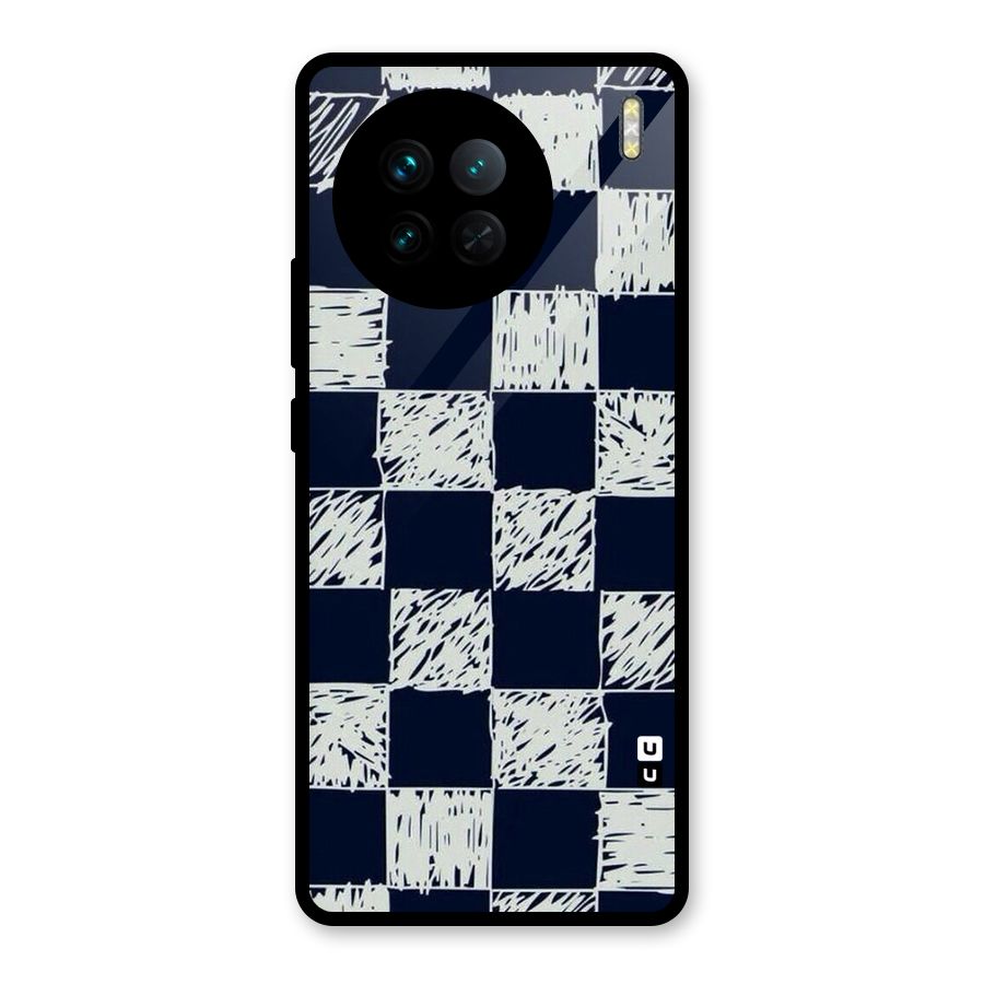 Sketchy Check Design Glass Back Case for Vivo X90