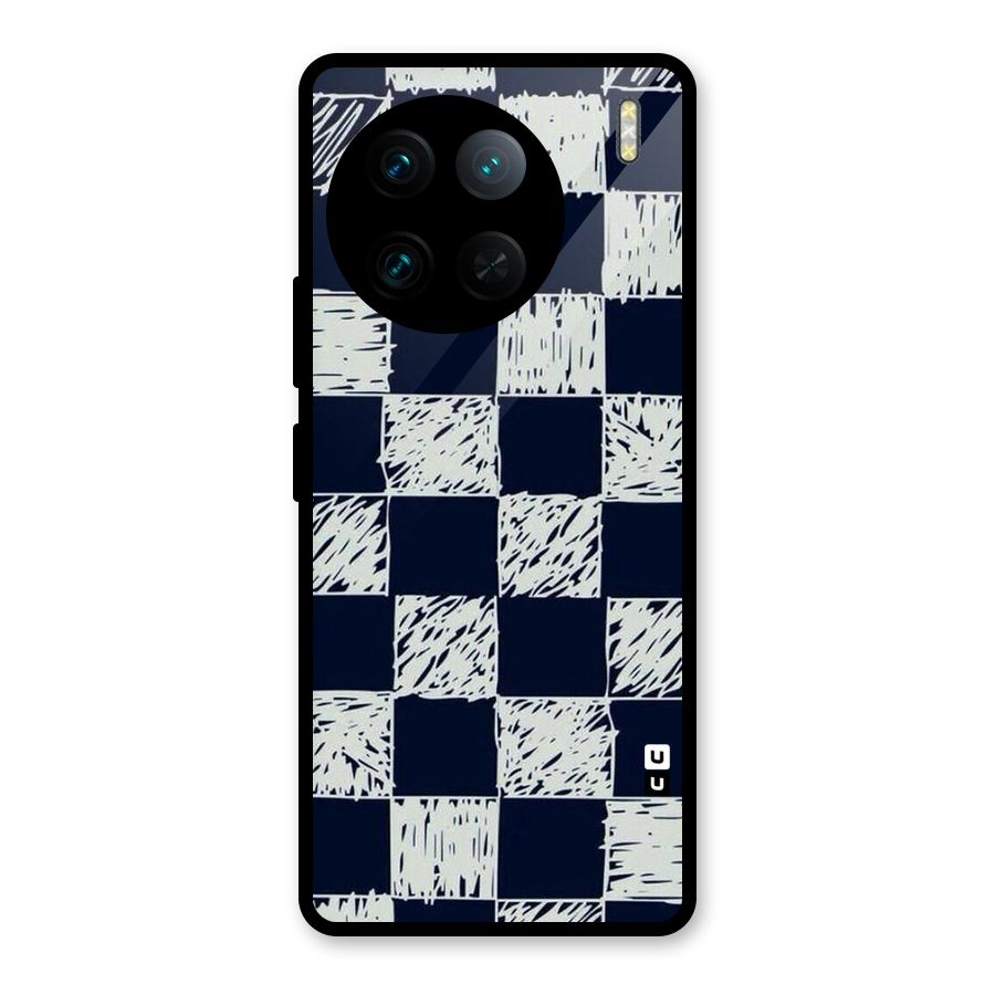 Sketchy Check Design Glass Back Case for Vivo X90 Pro