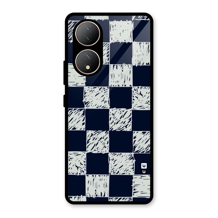 Sketchy Check Design Glass Back Case for Vivo Y100A