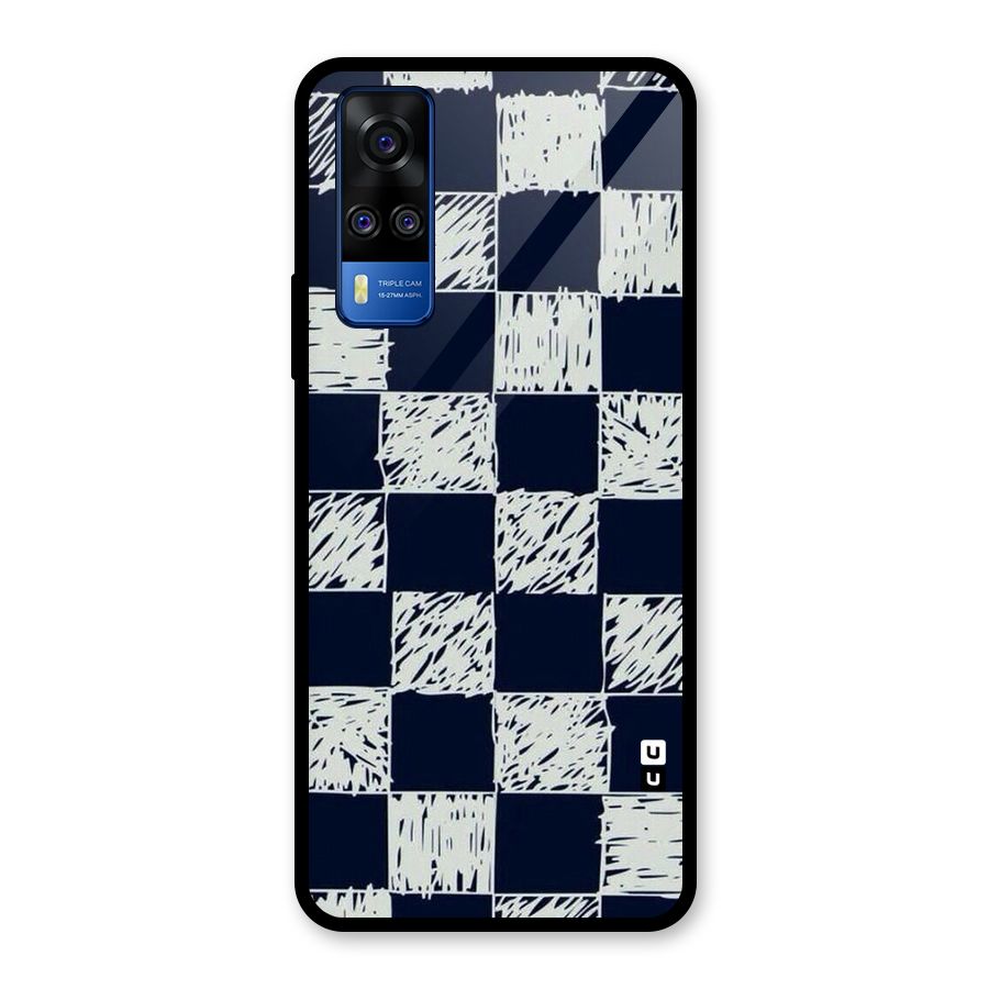 Sketchy Check Design Glass Back Case for Vivo Y31