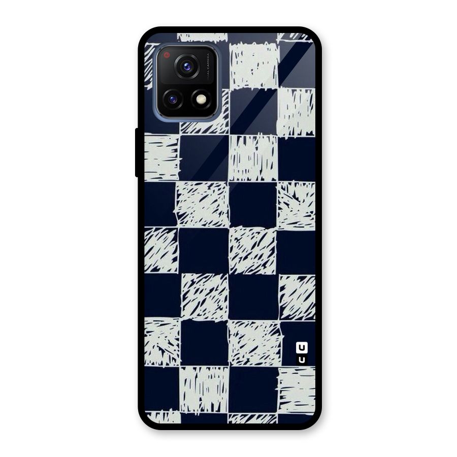 Sketchy Check Design Glass Back Case for Vivo Y72 5G