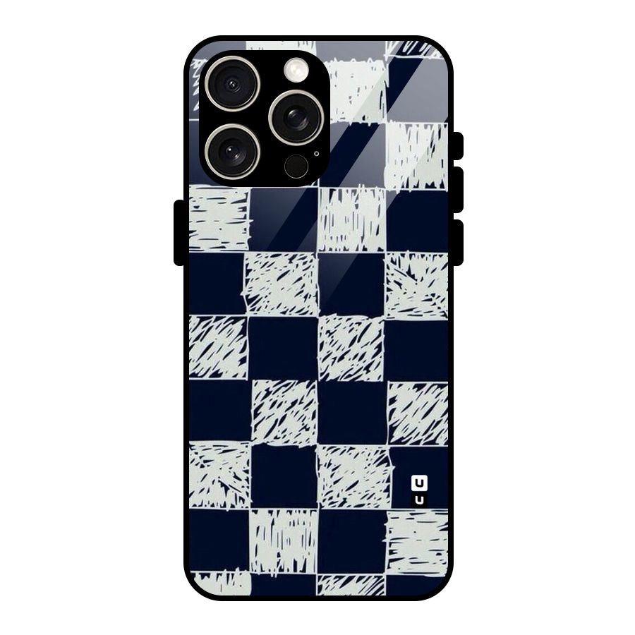 Sketchy Check Design Glass Back Case for iPhone 15 Pro Max