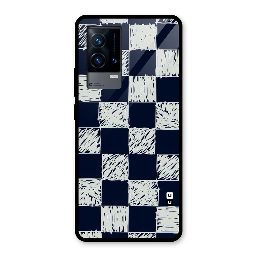 Sketchy Check Design Glass Back Case for iQOO 9 5G