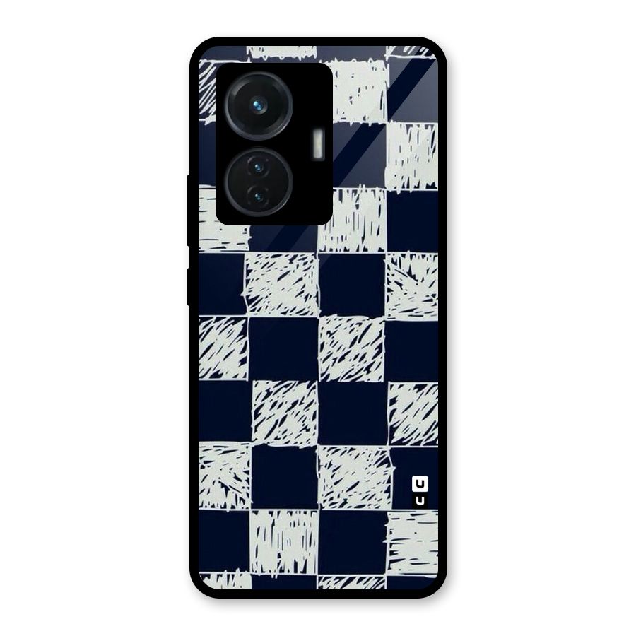 Sketchy Check Design Glass Back Case for iQOO Z6 44W