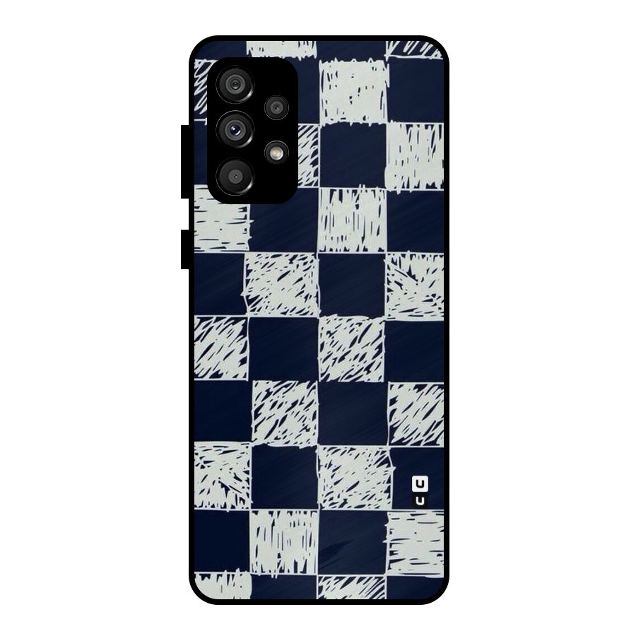 Sketchy Check Design Metal Back Case for Galaxy A73 5G
