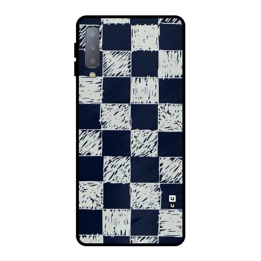 Sketchy Check Design Metal Back Case for Galaxy A7 (2018)