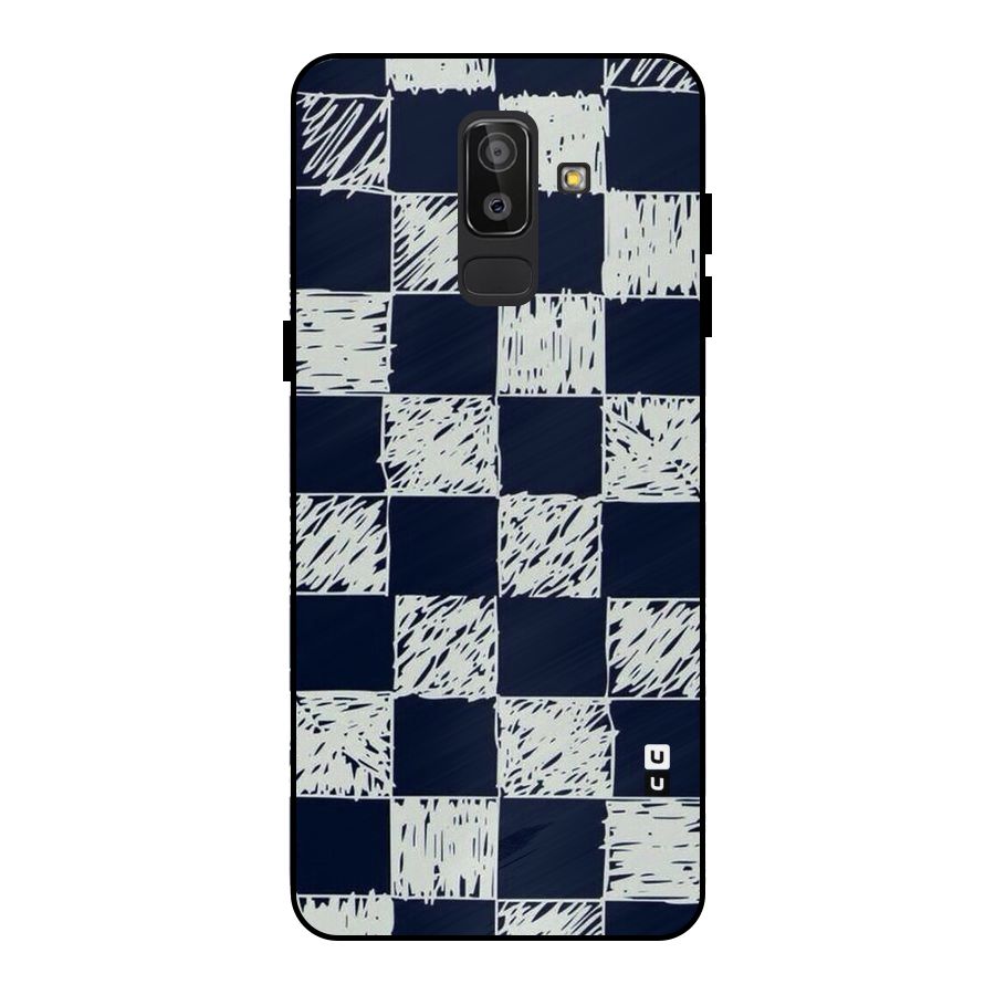 Sketchy Check Design Metal Back Case for Galaxy J8