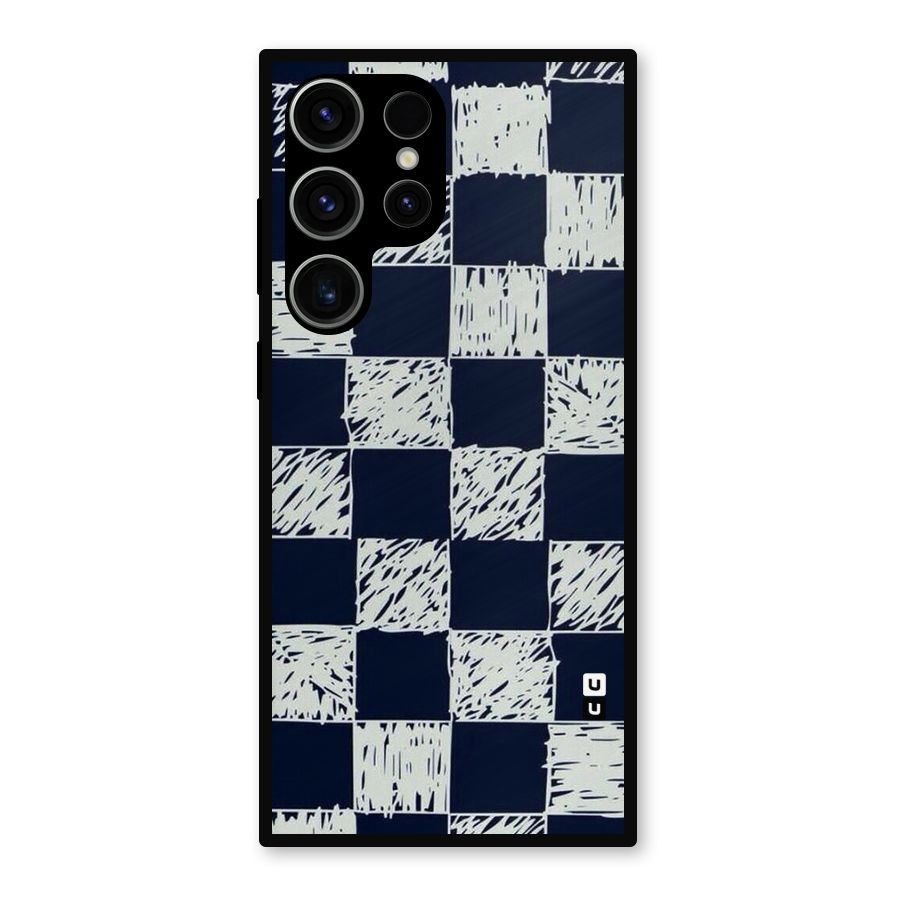 Sketchy Check Design Metal Back Case for Galaxy S23 Ultra