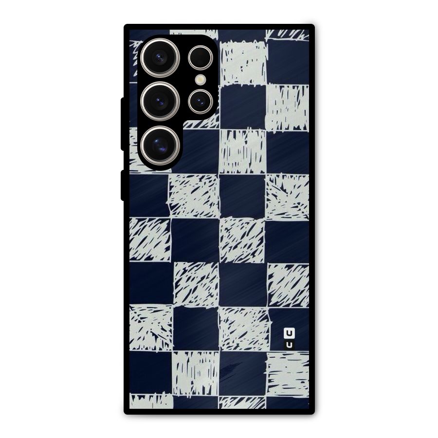 Sketchy Check Design Metal Back Case for Galaxy S24 Ultra