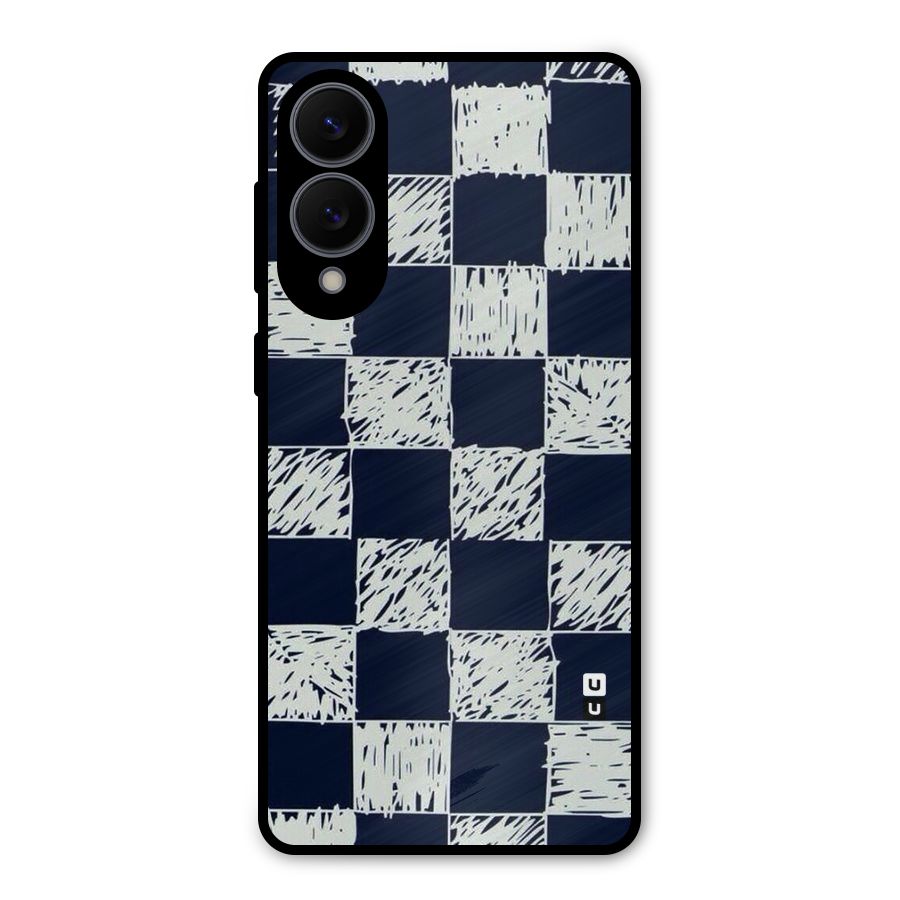Sketchy Check Design Metal Back Case for Galaxy S25 Edge