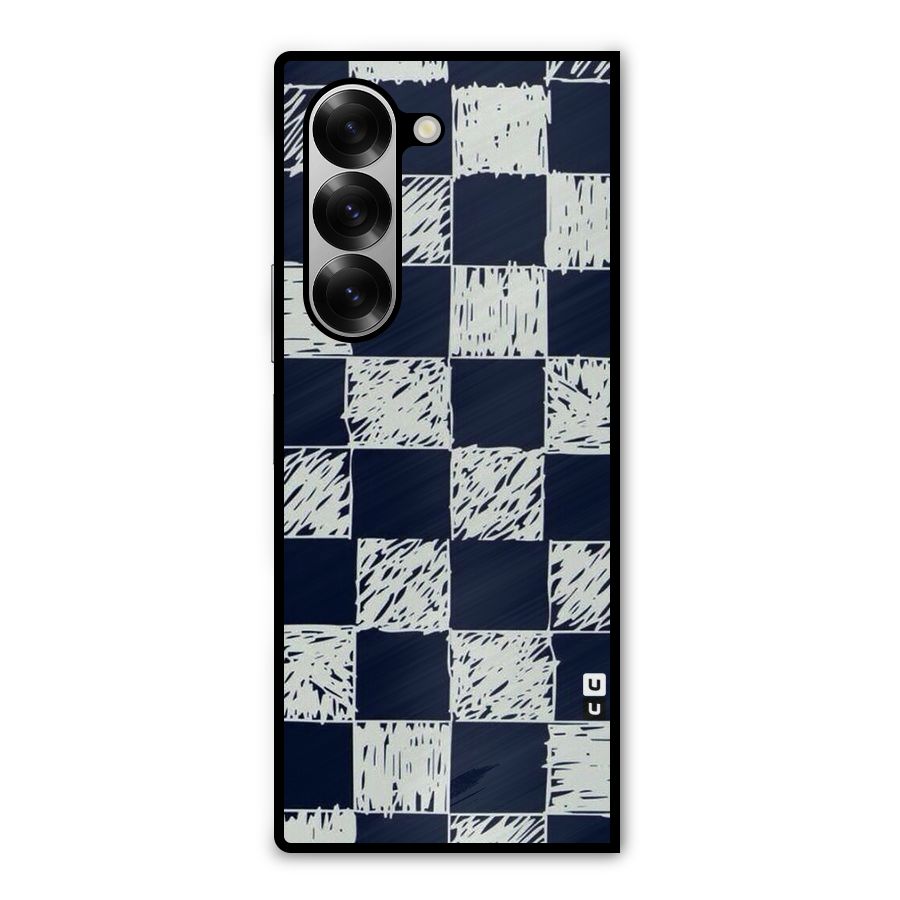 Sketchy Check Design Metal Back Case for Galaxy Z Fold6