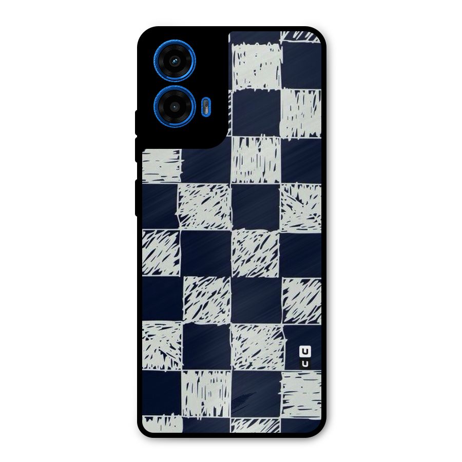 Sketchy Check Design Metal Back Case for Moto G45