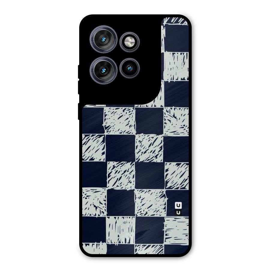 Sketchy Check Design Metal Back Case for Motorola Edge 50 Neo