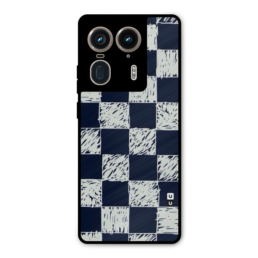 Sketchy Check Design Metal Back Case for Motorola Edge 50 Ultra