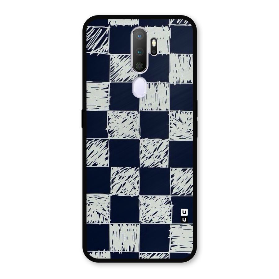 Sketchy Check Design Metal Back Case for Oppo A9 (2020)