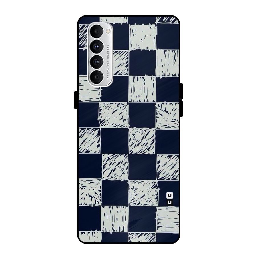 Sketchy Check Design Metal Back Case for Oppo Reno4 Pro