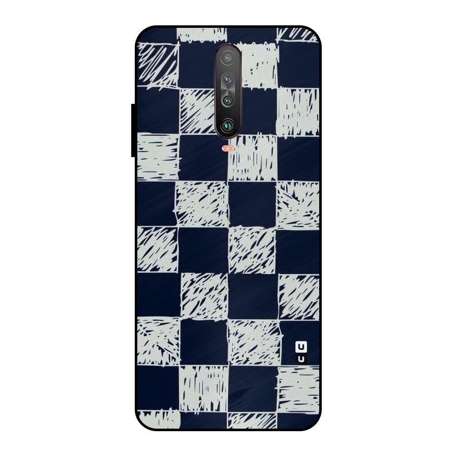 Sketchy Check Design Metal Back Case for Poco X2