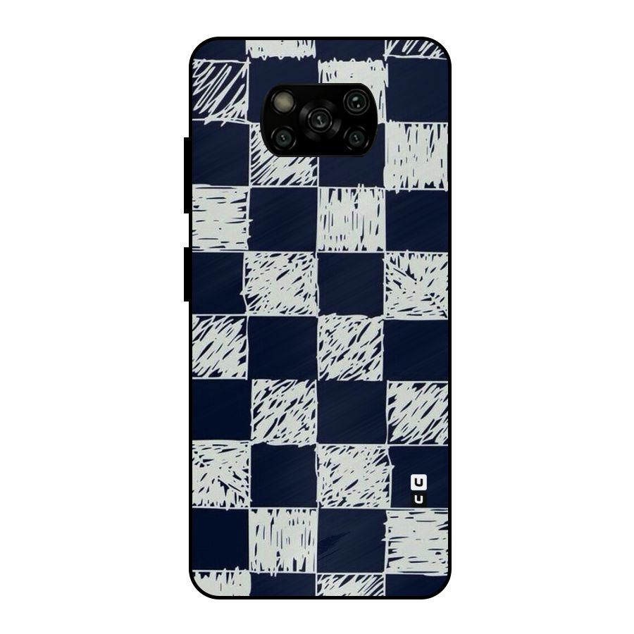 Sketchy Check Design Metal Back Case for Poco X3