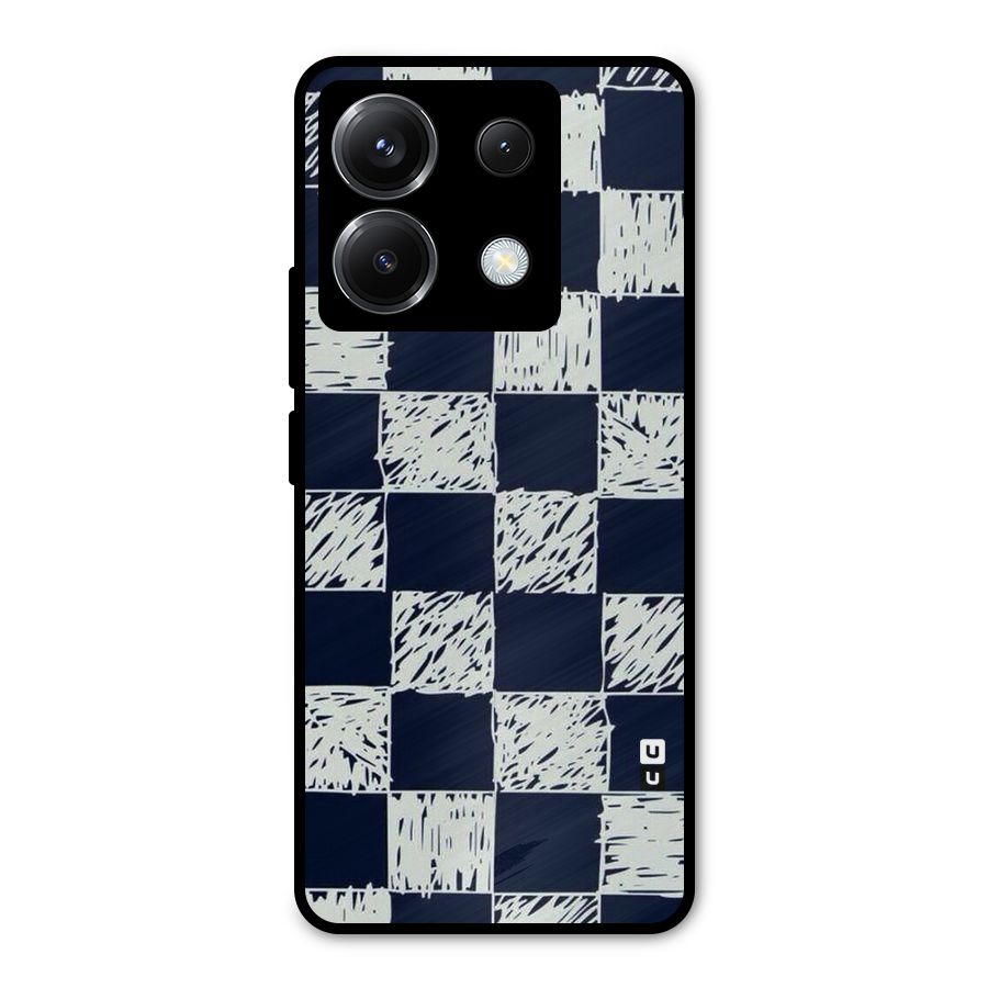 Sketchy Check Design Metal Back Case for Poco X6