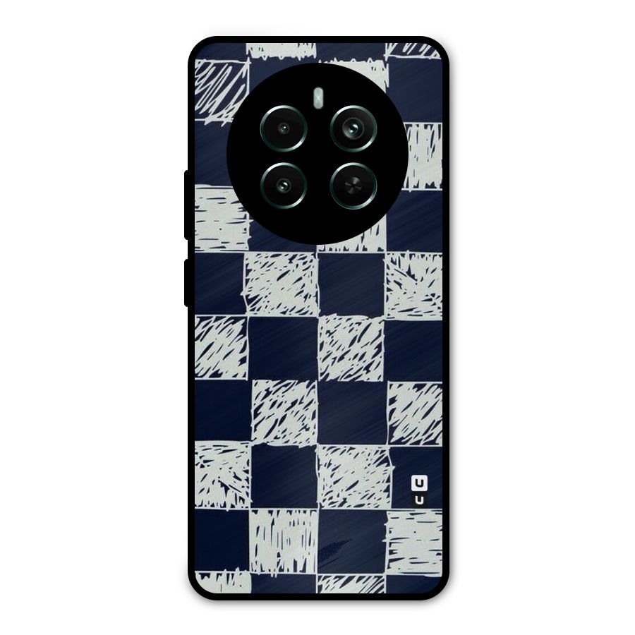 Sketchy Check Design Metal Back Case for Realme 12 Pro Plus