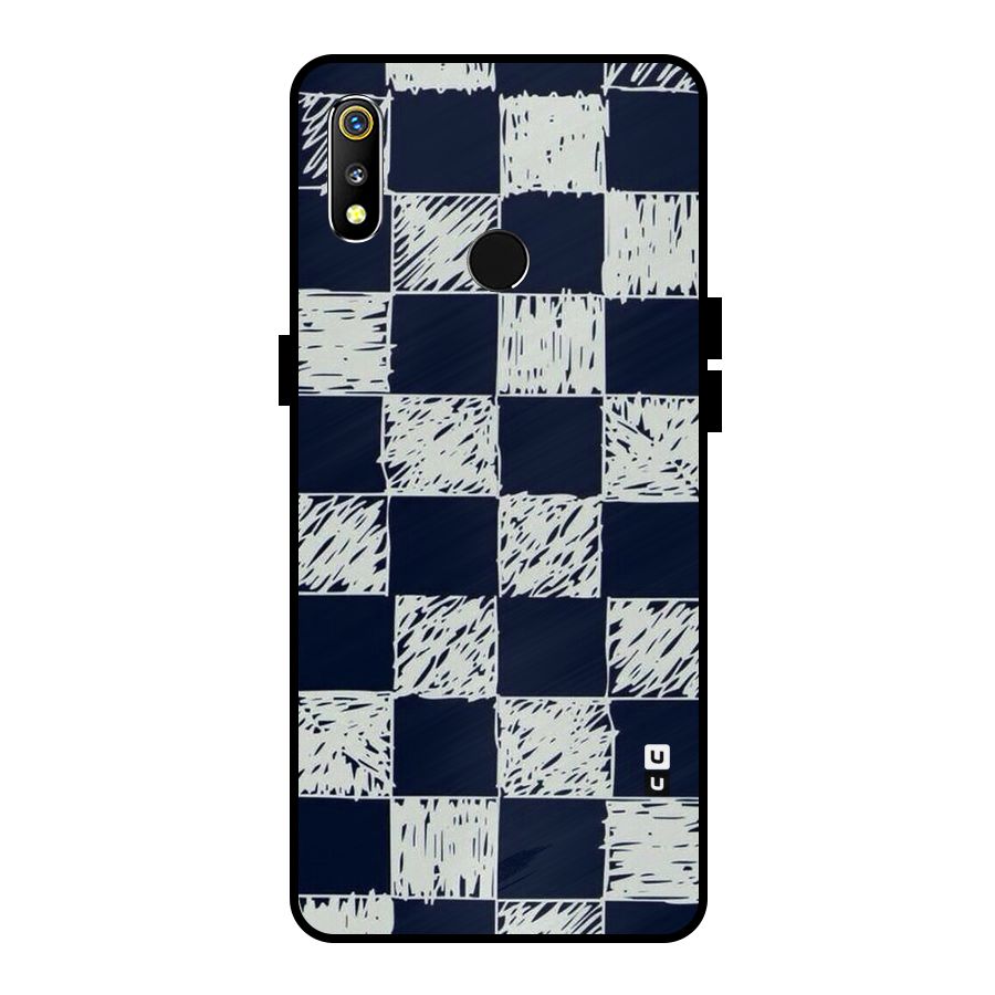 Sketchy Check Design Metal Back Case for Realme 3