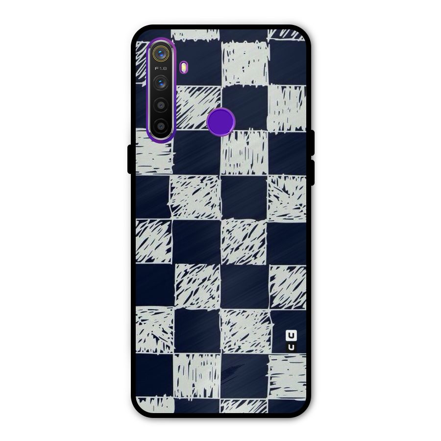 Sketchy Check Design Metal Back Case for Realme 5