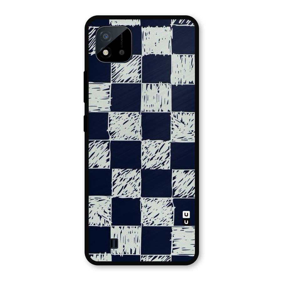 Sketchy Check Design Metal Back Case for Realme C11 2021