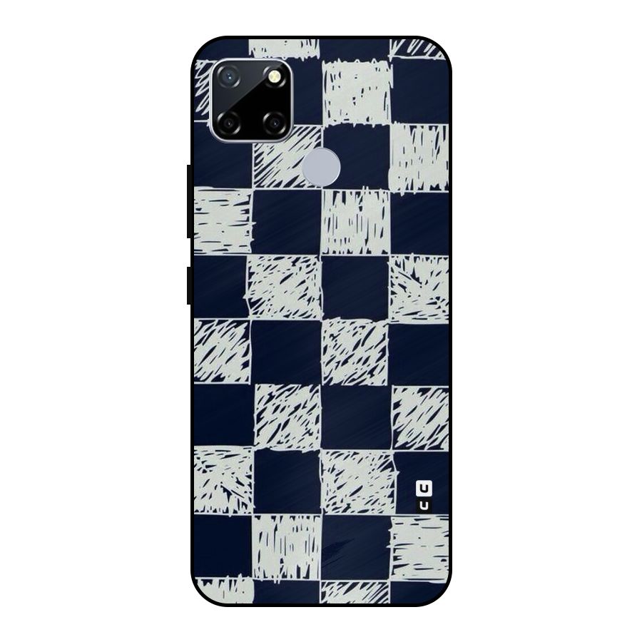 Sketchy Check Design Metal Back Case for Realme Narzo 20