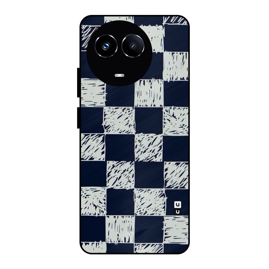 Sketchy Check Design Metal Back Case for Realme Narzo 60X