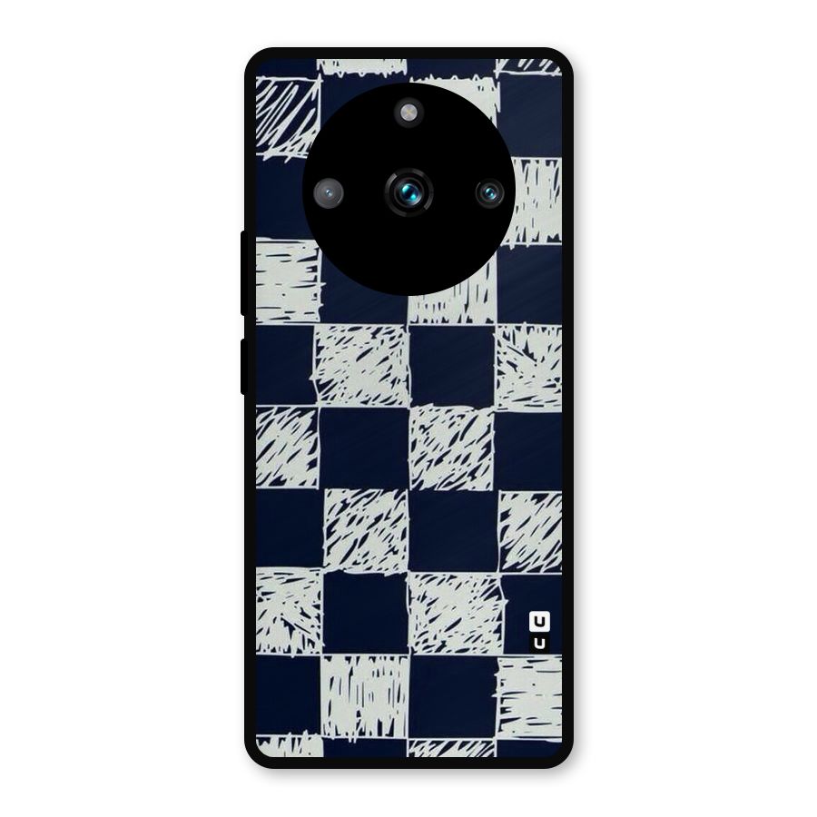 Sketchy Check Design Metal Back Case for Realme Narzo 60 Pro