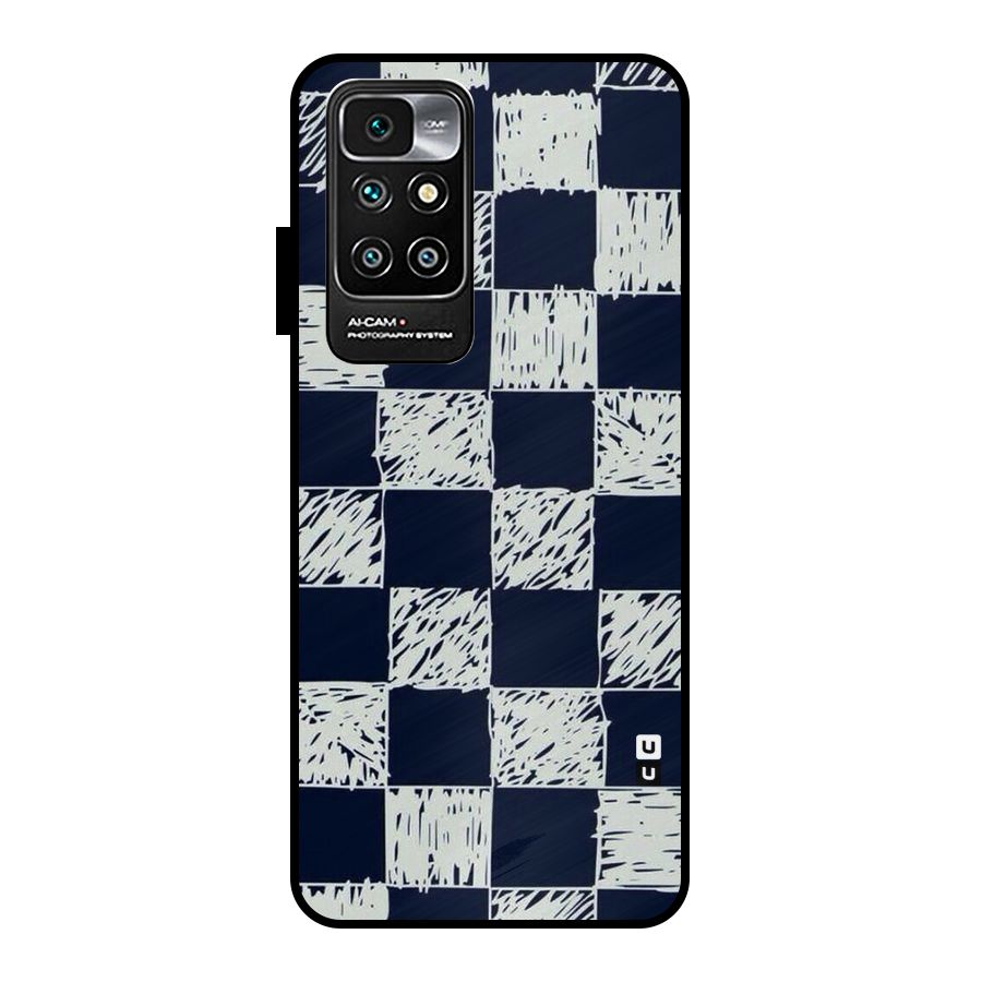 Sketchy Check Design Metal Back Case for Redmi 10 Prime