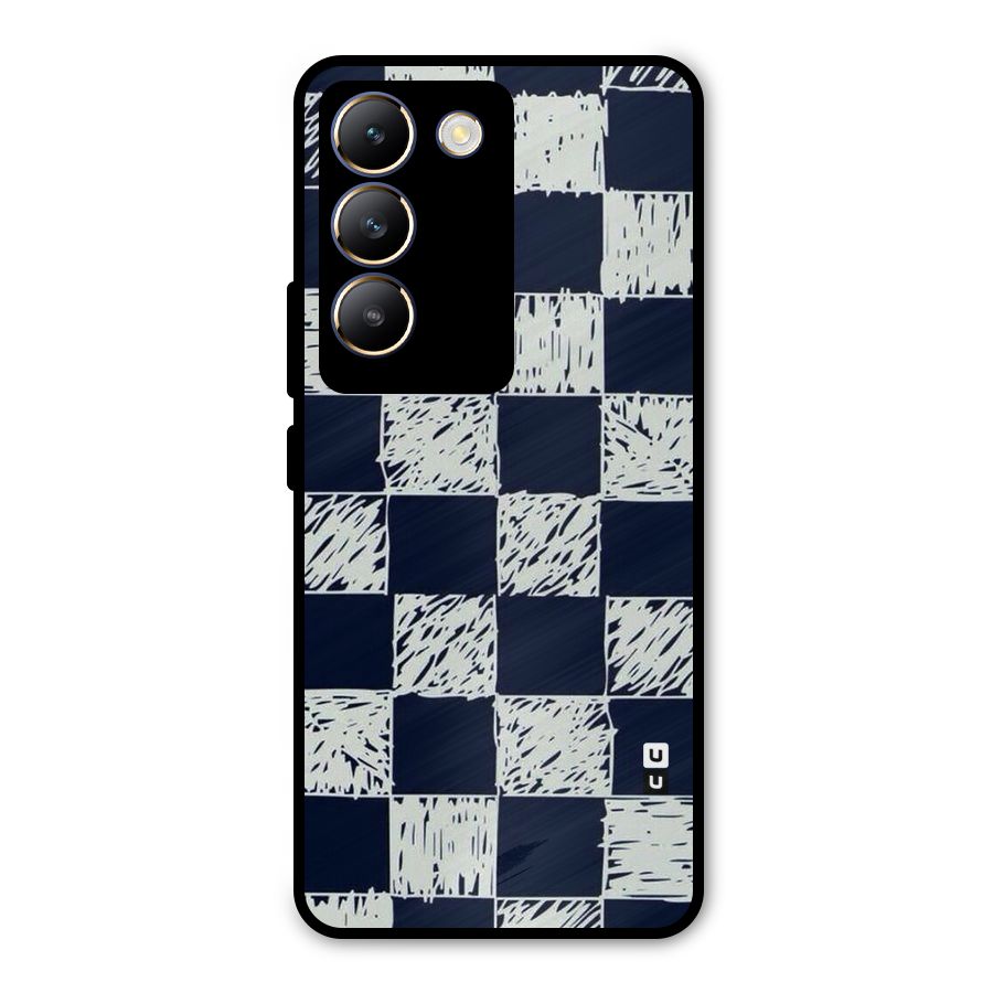 Sketchy Check Design Metal Back Case for Vivo T3 5G