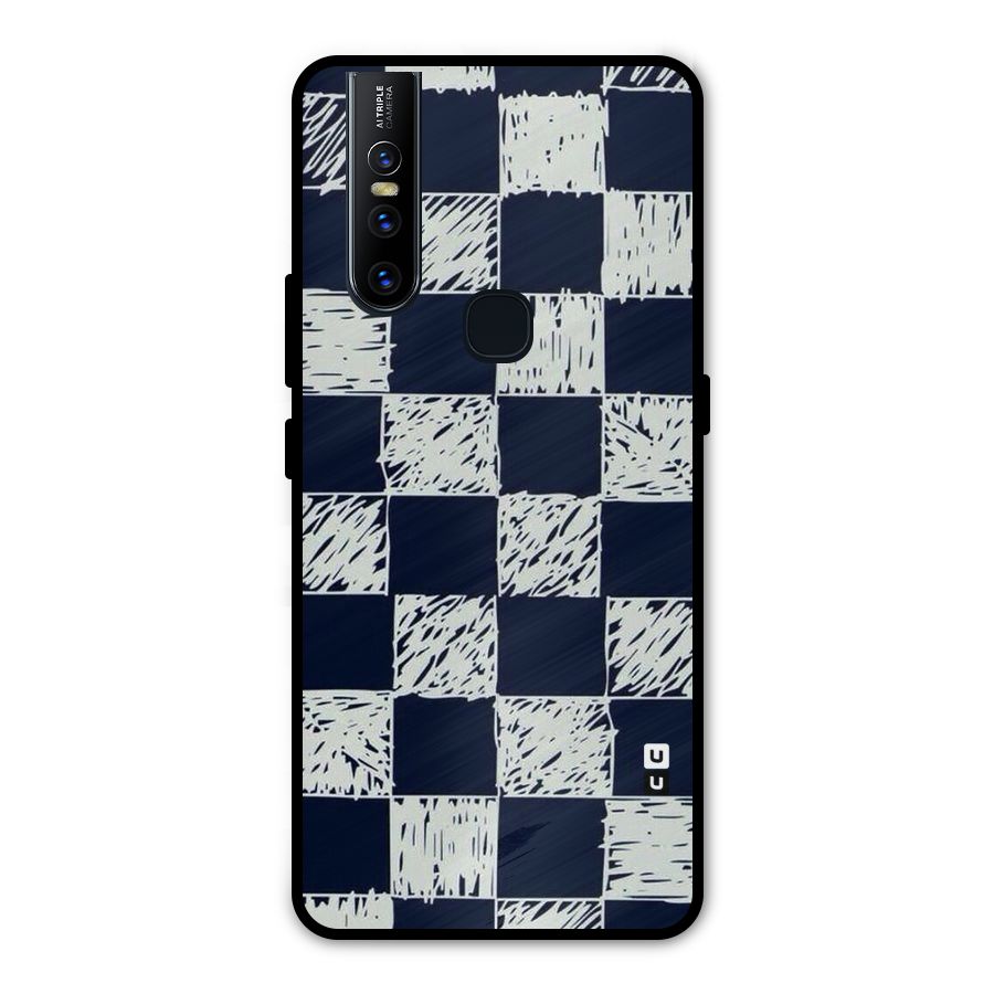 Sketchy Check Design Metal Back Case for Vivo V15