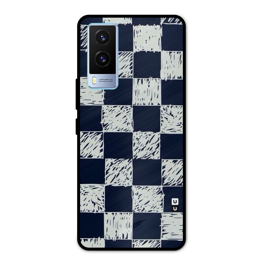 Sketchy Check Design Metal Back Case for Vivo V21e 5G