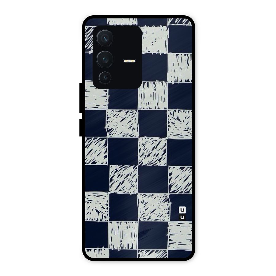 Sketchy Check Design Metal Back Case for Vivo V23 5G