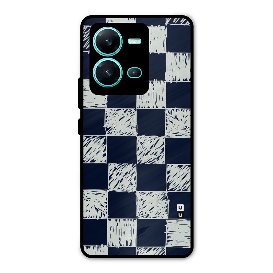 Sketchy Check Design Metal Back Case for Vivo V25