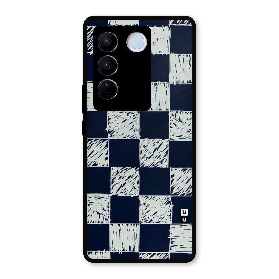 Sketchy Check Design Metal Back Case for Vivo V27 Pro