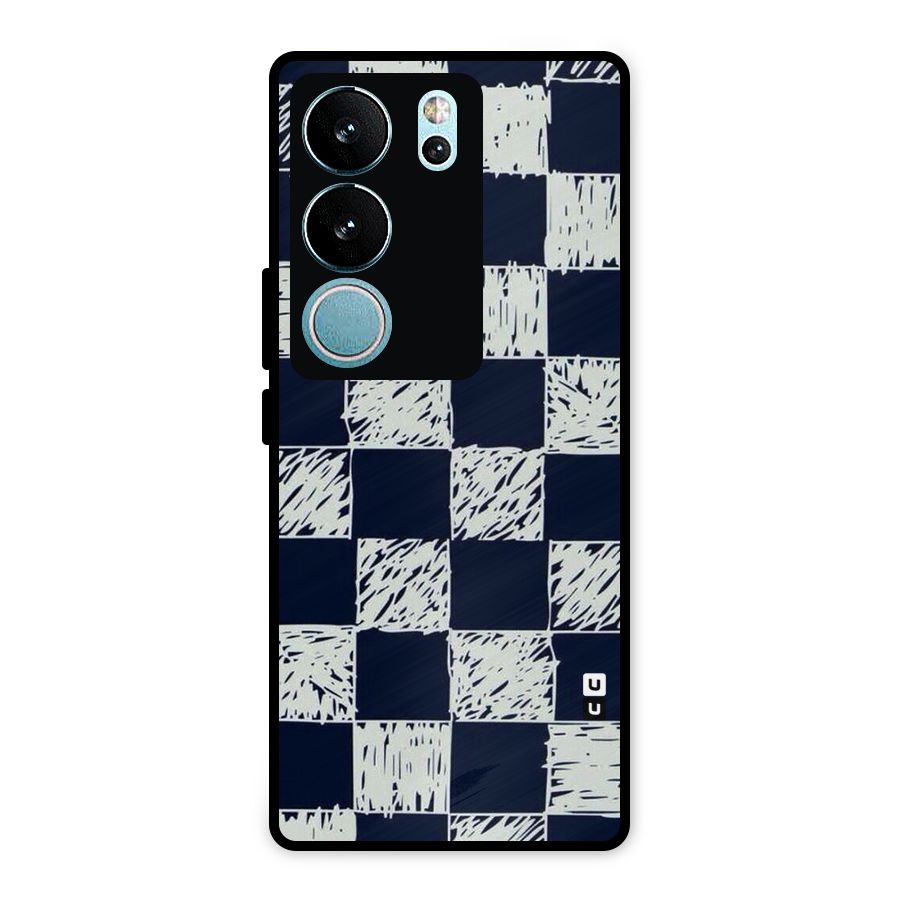 Sketchy Check Design Metal Back Case for Vivo V29