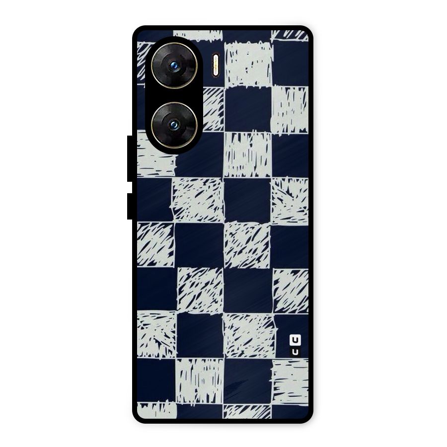 Sketchy Check Design Metal Back Case for Vivo V29e