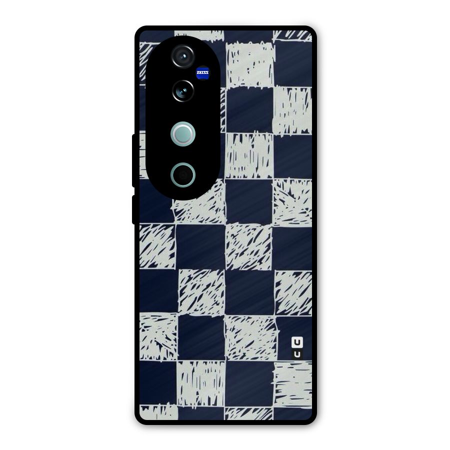 Sketchy Check Design Metal Back Case for Vivo V40