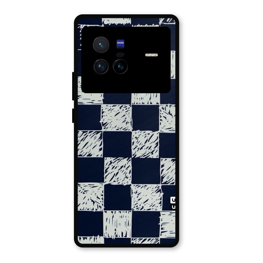 Sketchy Check Design Metal Back Case for Vivo X80
