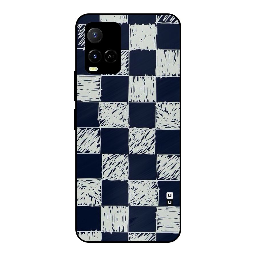 Sketchy Check Design Metal Back Case for Vivo Y21G