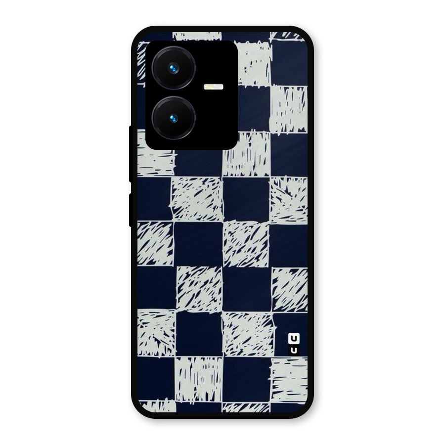 Sketchy Check Design Metal Back Case for Vivo Y22