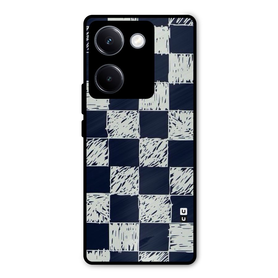 Sketchy Check Design Metal Back Case for Vivo Y300 Plus