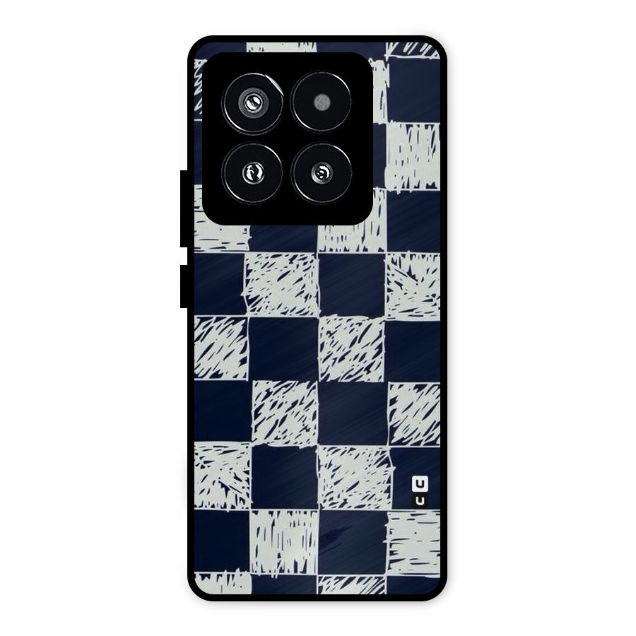 Sketchy Check Design Metal Back Case for Xiaomi 14 Pro